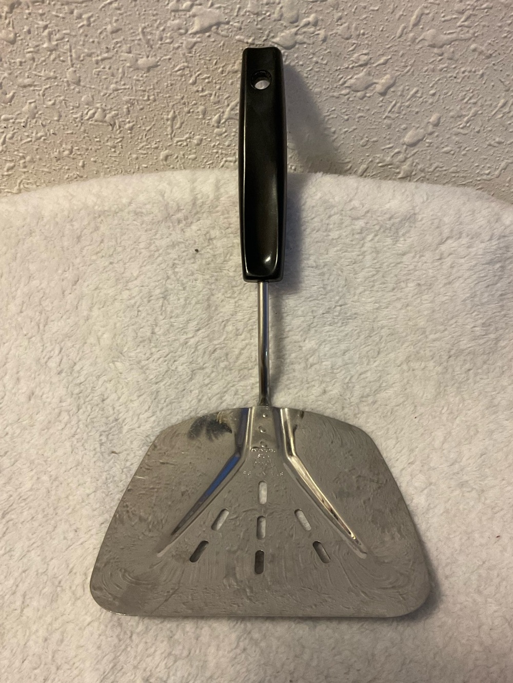 Vintage Foley Stainless Steel Slotted Spatula Wide Pancake Turner Black Handle